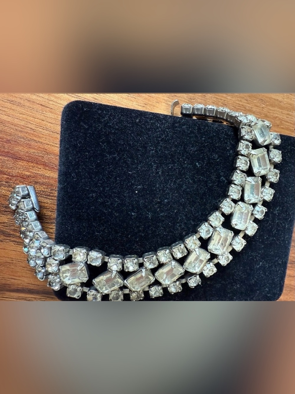Vintage Kramer Of NY Clear Rhinestone Bracelet Silver Tone 7”